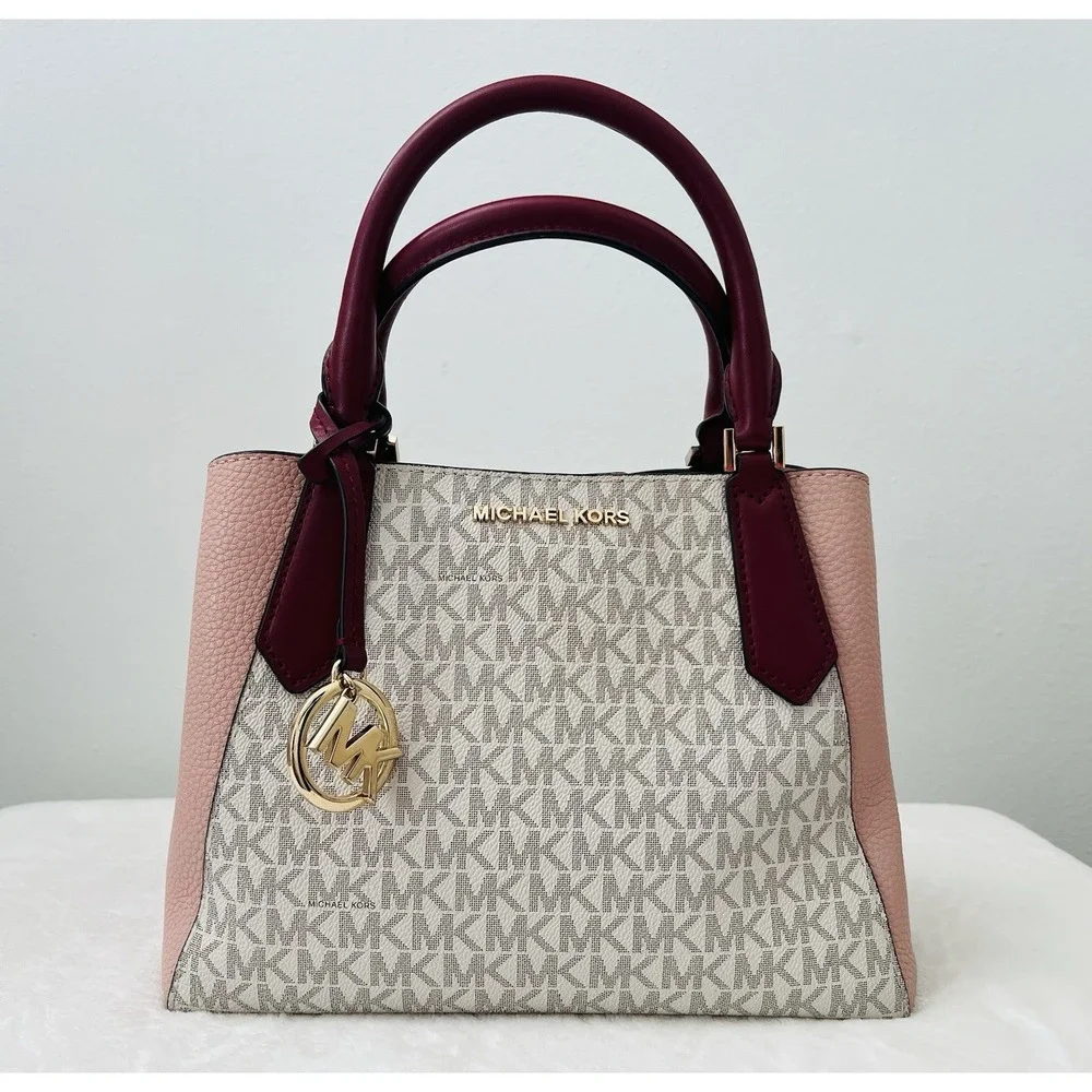 Michael Kors Kimberly MK Signature Leather‎ Small Satchel Handbag Crossbody Bag